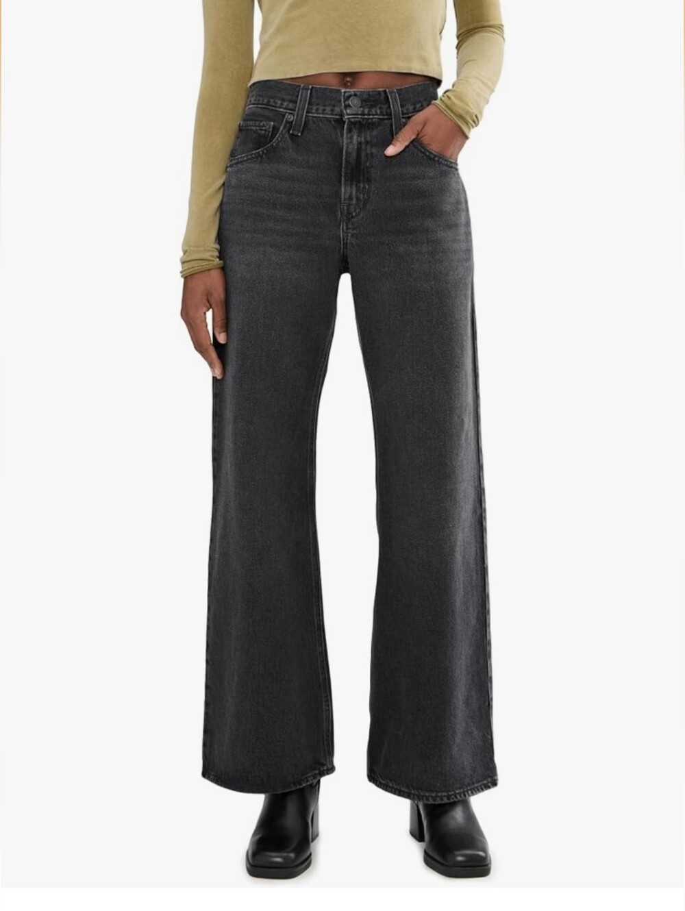 Levi’s Middy Loose Boot Jeans – Dark Grey Washed Black – Size 29 EUC